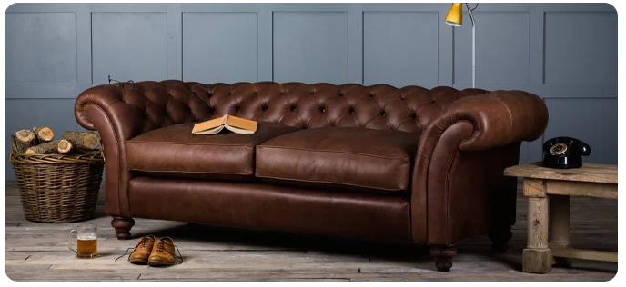 Durable leather sofa upholstery